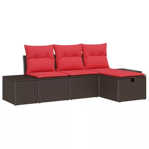  Kerti Kanapé Szett párnával tárolóval 4 pcs polirattan