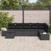  Kerti Kanapé Szett párnával 7 pcs Fekete polirattan