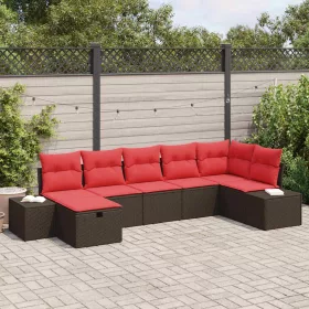 Kerti Kanapé Szett párnával 7 pcs Barna polirattan