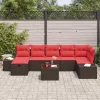  Kerti Kanapé Szett párnával 8 pcs Barna polirattan