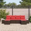  Kerti Kanapé Szett párnával 6 pcs Barna polirattan
