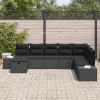  Kerti Kanapé Szett párnával 8 pcs Fekete polirattan