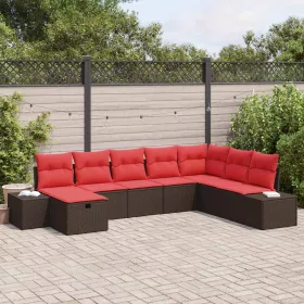  Kerti Kanapé Szett párnával 8 pcs Barna polirattan
