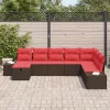  Kerti Kanapé Szett párnával 8 pcs Barna polirattan
