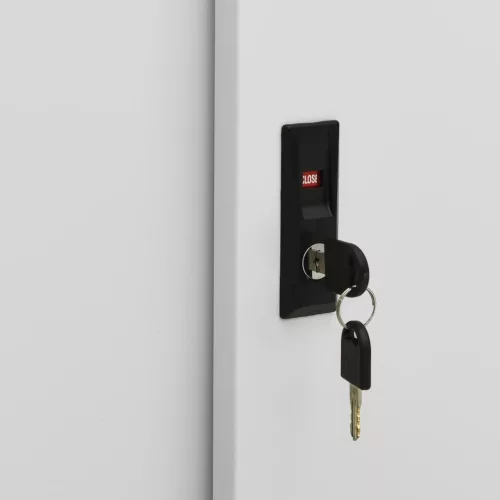  világosszürke acél tolóajtós irodai szekrény 90 x 40 x 90 cm