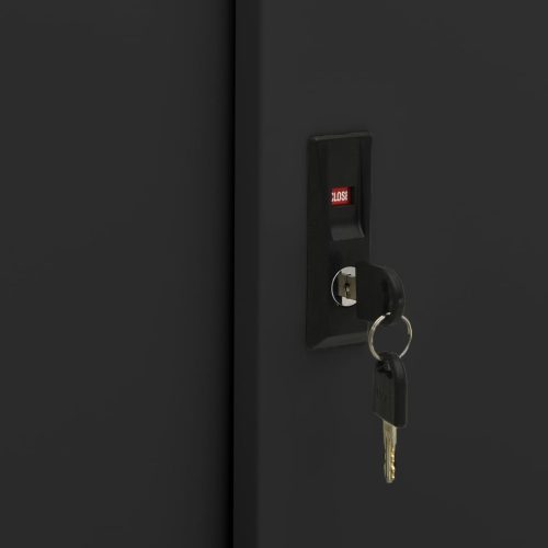  fekete acél tolóajtós irodai szekrény 90 x 40 x 90 cm