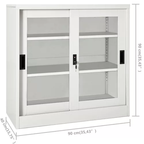   világosszürke acél tolóajtós szekrény 90 x 40 x 90 cm