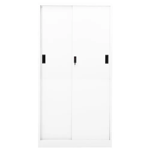  fehér acél tolóajtós irodai szekrény 90 x 40 x 180 cm