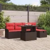  Kerti Kanapé Szett párnával tárolóval 6 pcs Barna Poli rattan