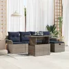  Kerti Kanapé Szett párnával tárolóval 6 pcs Szürke Poli rattan