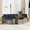  Kerti Kanapé Szett párnával tárolóval 7 pcs Szürke Poli rattan