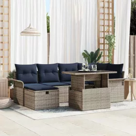    Kerti Kanapé Szett párnával tárolóval 7 pcs Szürke Poli rattan