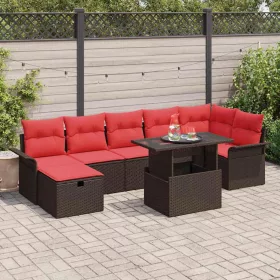    Kerti Kanapé Szett párnával tárolóval 8 pcs Barna Poli rattan