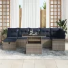  Kerti Kanapé Szett párnával tárolóval 8 pcs Szürke Poli rattan