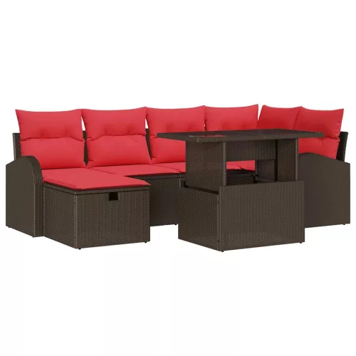  Kerti Kanapé Szett párnával tárolóval 7 pcs Barna Poli rattan