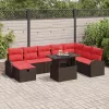  Kerti Kanapé Szett párnával tárolóval 9 pcs Barna Poli rattan
