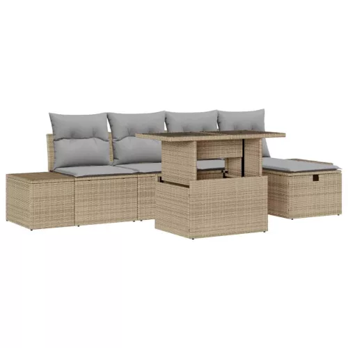  Kerti Kanapé Szett párnával tárolóval 6 pcs Poli rattan