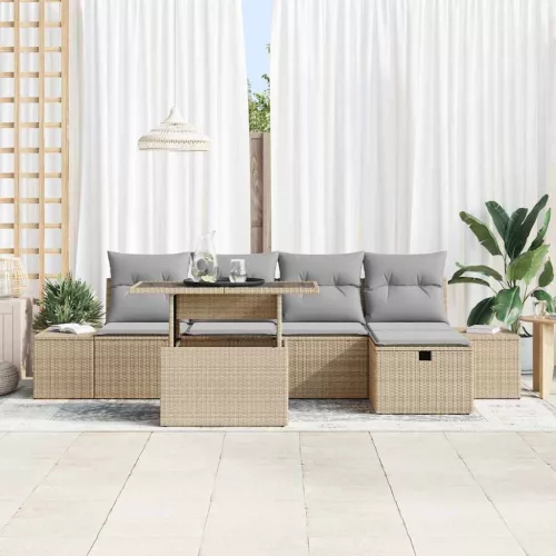  Kerti Kanapé Szett párnával tárolóval 6 pcs Poli rattan