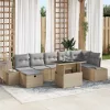  Kerti Kanapé Szett párnával tárolóval 8 pcs Bézs Poli rattan
