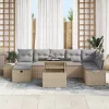  Kerti Kanapé Szett párnával tárolóval 8 pcs Bézs Poli rattan