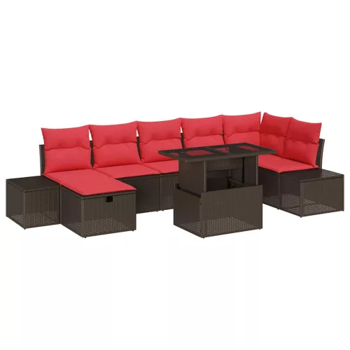  Kerti Kanapé Szett párnával tárolóval 8 pcs polirattan