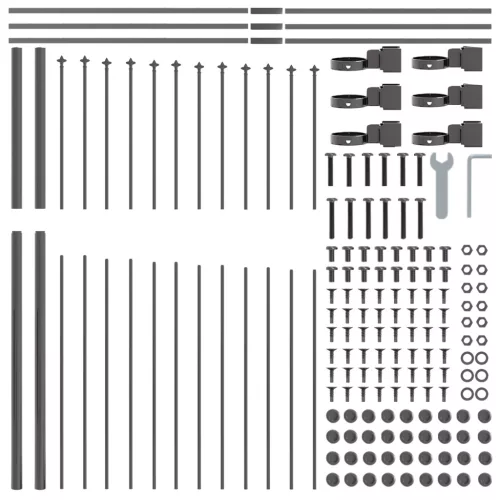  Kerti kerítés íves tetejű, szürke, 11,9x1,75 m, acél