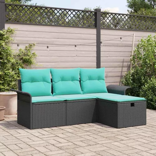 Kerti Kanapé Szett párnával tárolóval 4 pcs Poli rattan