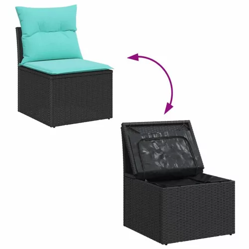  Kerti Kanapé Szett párnával tárolóval 4 pcs Poli rattan