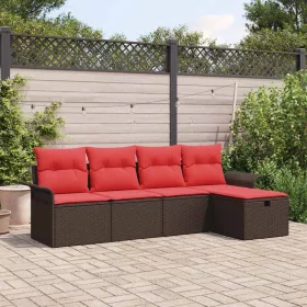    Kerti Kanapé Szett párnával tárolóval 5 pcs Poli rattan