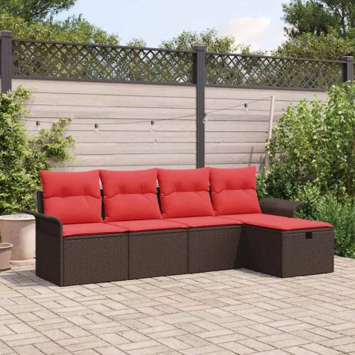  Kerti Kanapé Szett párnával tárolóval 5 pcs Poli rattan