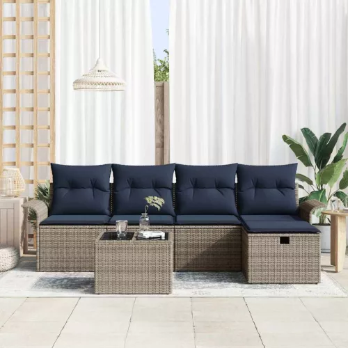  Kerti Kanapé Szett párnával tárolóval 6 pcs Poli rattan