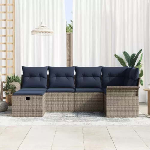  Kerti Kanapé Szett párnával tárolóval 6 pcs Poli rattan