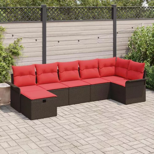  Kerti Kanapé Szett párnával tárolóval 7 pcs Barna Poli rattan