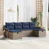  Kerti Kanapé Szett párnával tárolóval 6 pcs Szürke Poli rattan