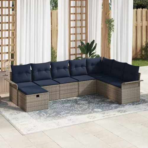  Kerti Kanapé Szett párnával tárolóval 8 pcs Poli rattan