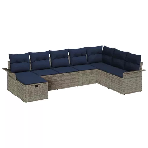  Kerti Kanapé Szett párnával tárolóval 8 pcs Poli rattan