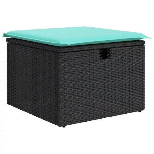  Kerti Kanapé Szett párnával tárolóval 8 pcs Fekete Poli rattan