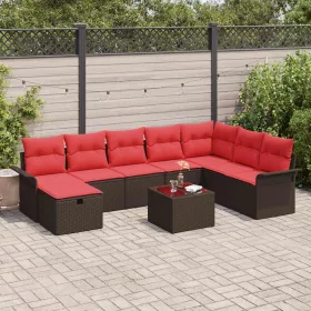    Kerti Kanapé Szett párnával tárolóval 9 pcs Poli rattan