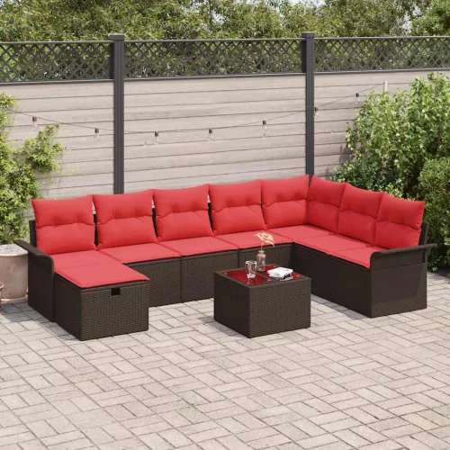  Kerti Kanapé Szett párnával tárolóval 9 pcs Poli rattan