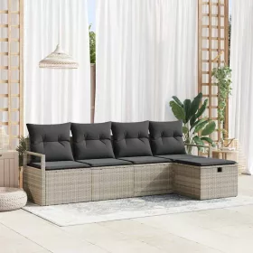    Kerti Kanapé Szett párnával 5 pcs Világosszürke Poli rattan