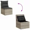  Kerti Kanapé Szett párnával 5 pcs Világosszürke Poli rattan
