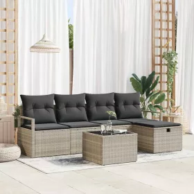    Kerti Kanapé Szett párnával 6 pcs Világosszürke Poli rattan