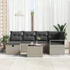  Kerti Kanapé Szett párnával 7 pcs Világosszürke Poli rattan