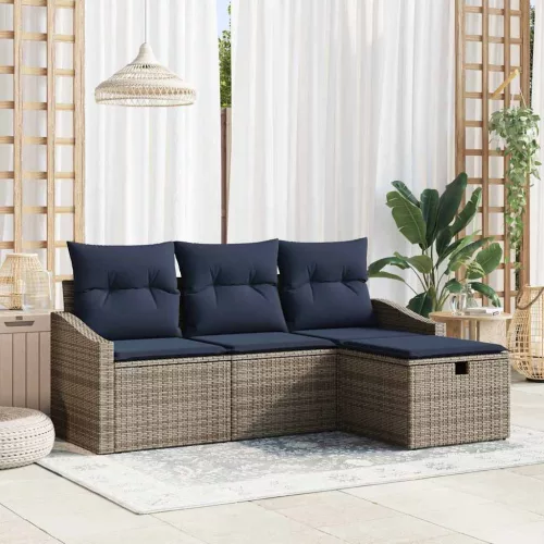  Kanapé Szett párnával 3 pcs polirattan