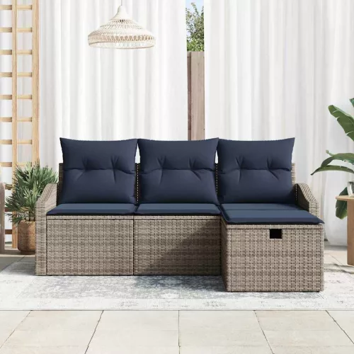  Kanapé Szett párnával 3 pcs polirattan