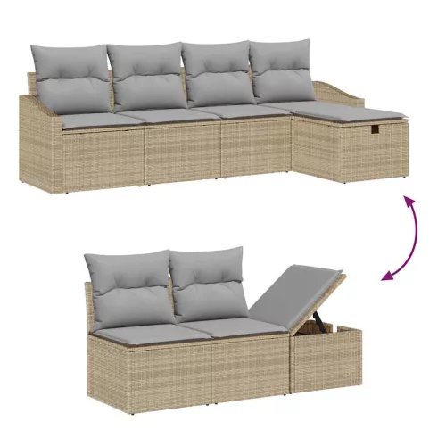  Kanapé Szett párnával 5 pcs polirattan