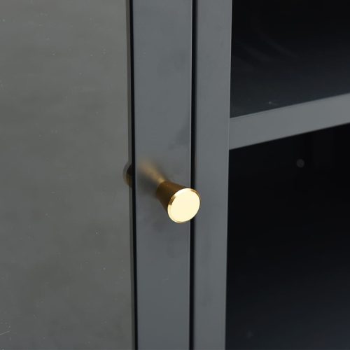  antracitszürke acél és üveg TV-szekrény 105 x 35 x 52 cm