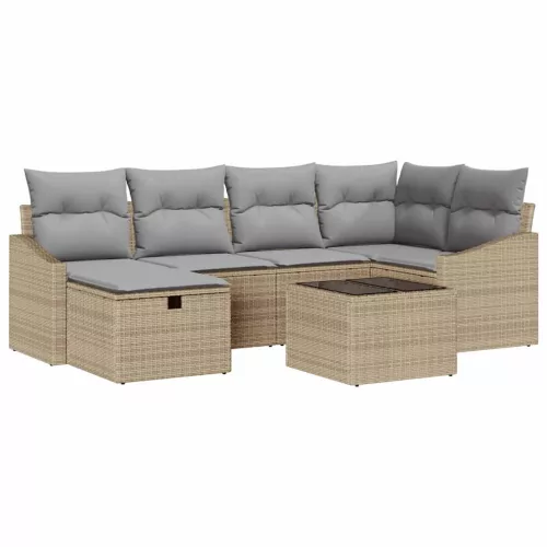  Kanapé Szett párnával 7 pcs polirattan