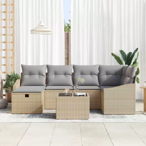  Kanapé Szett párnával 7 pcs polirattan
