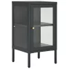  antracitszürke acél és üveg tálalószekrény 38 x 35 x 70 cm